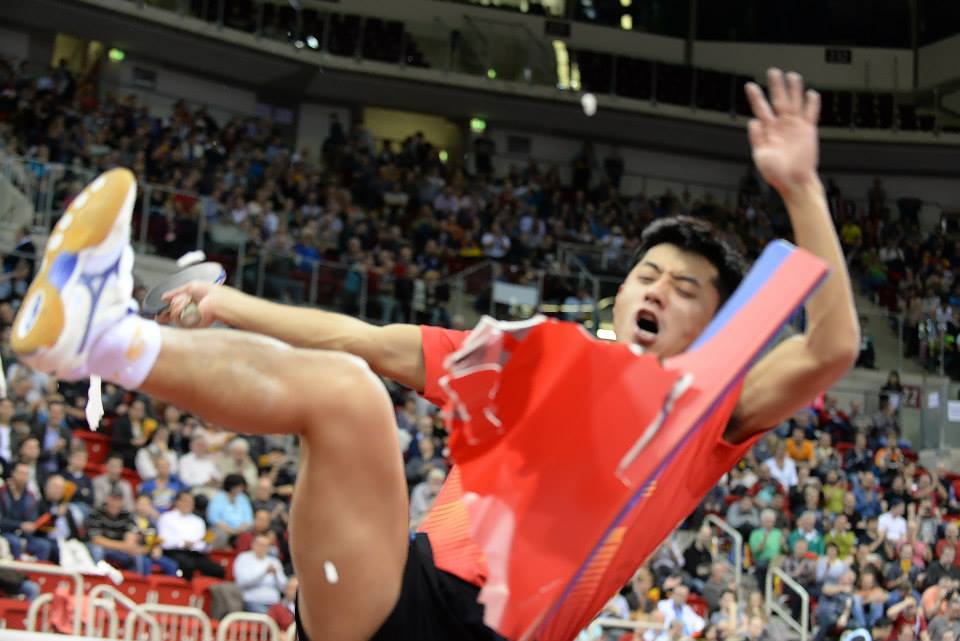 Zhang Jike bei seinem ersten Kung-Fu-Tritt